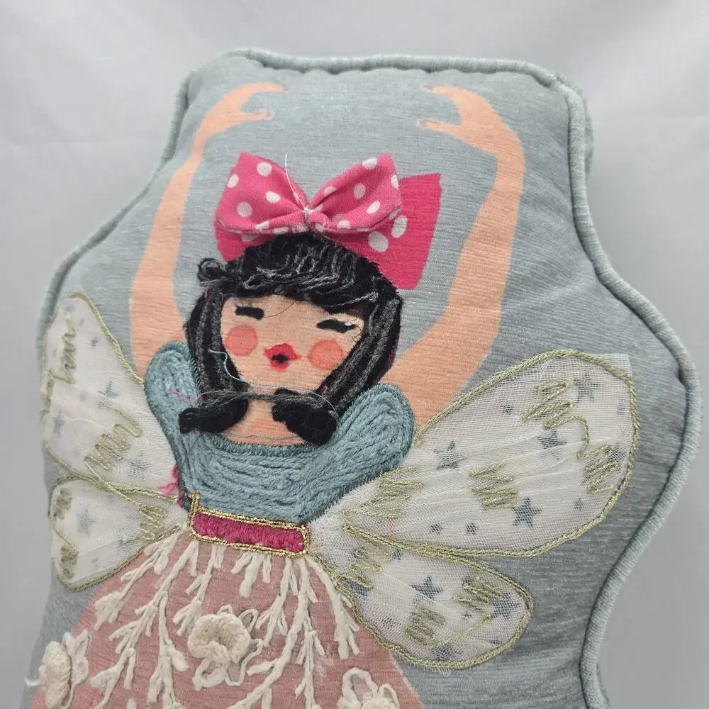 Martha Stewart Accent Pillow Fairy Ballerina Embroidered Crochet Princess Cottag